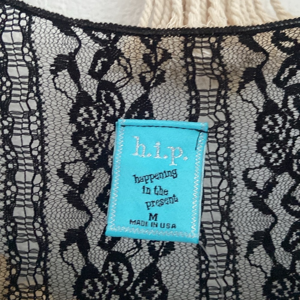Nordstrom black lace babydoll top long sleeve sheer boho festival crochet medium - Picture 10 of 15